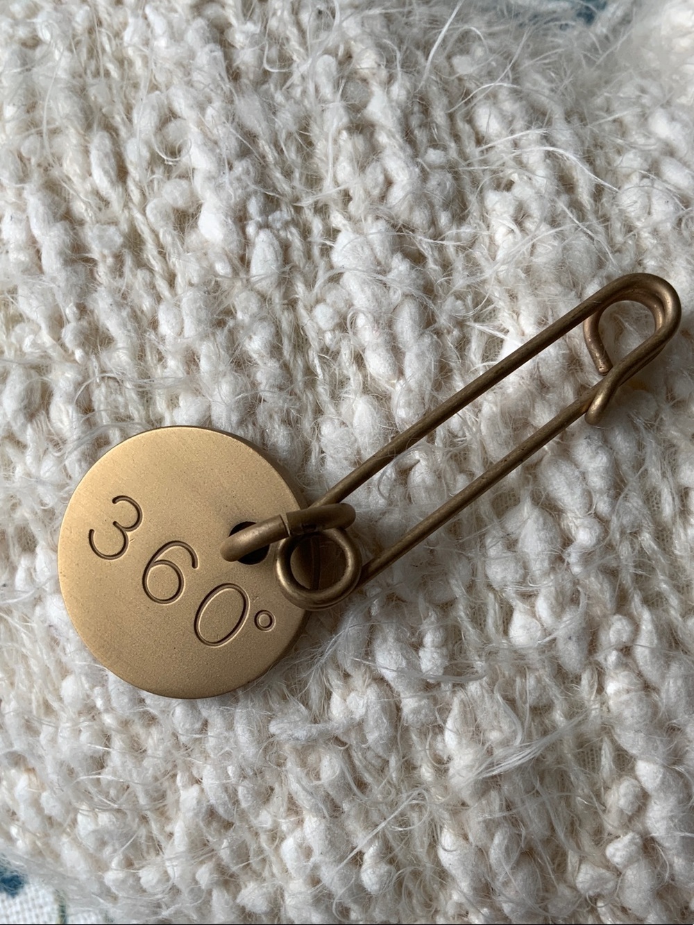 Perry Ellis Gold Tone Disc Safety Pin Brooch Charm Accent Lapel